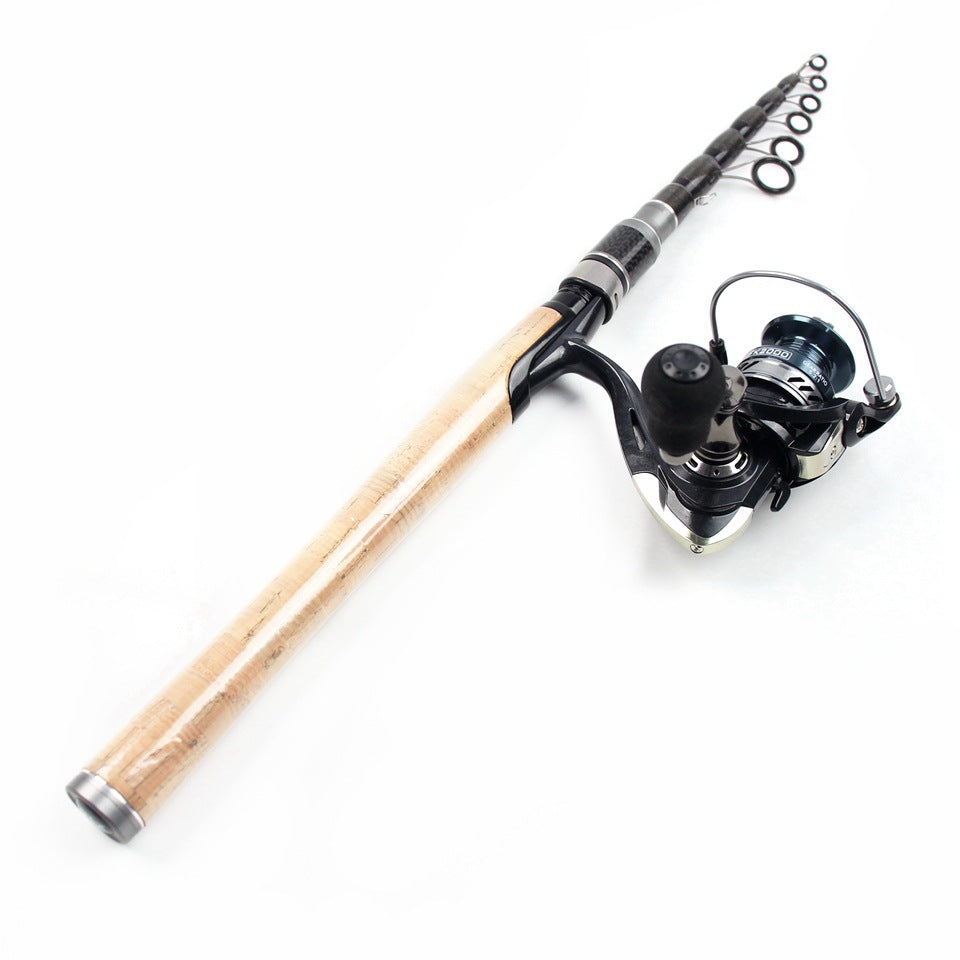 Portable Sea Rod Set with Wooden Handle, Fishing Reel, Telescopic Lure Rod, Fishing Gear, Wholesale from Fishing Rod Manufacturer