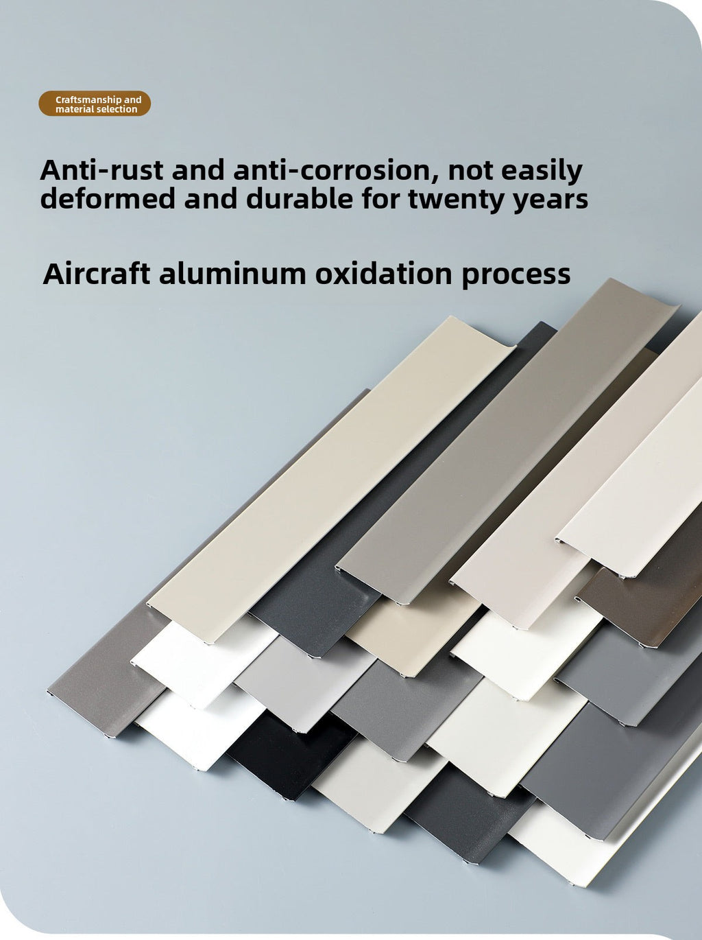Thickened aluminum alloy skirting board with trendy metal clips for hotels6cm Minimalist Skirting Board