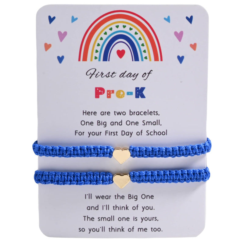 Back-to-School Season Handmade Woven Bracelet Kindergarten Back-to-School Adjustable Card Bracelet Parent-Child Love Woven Bracelet