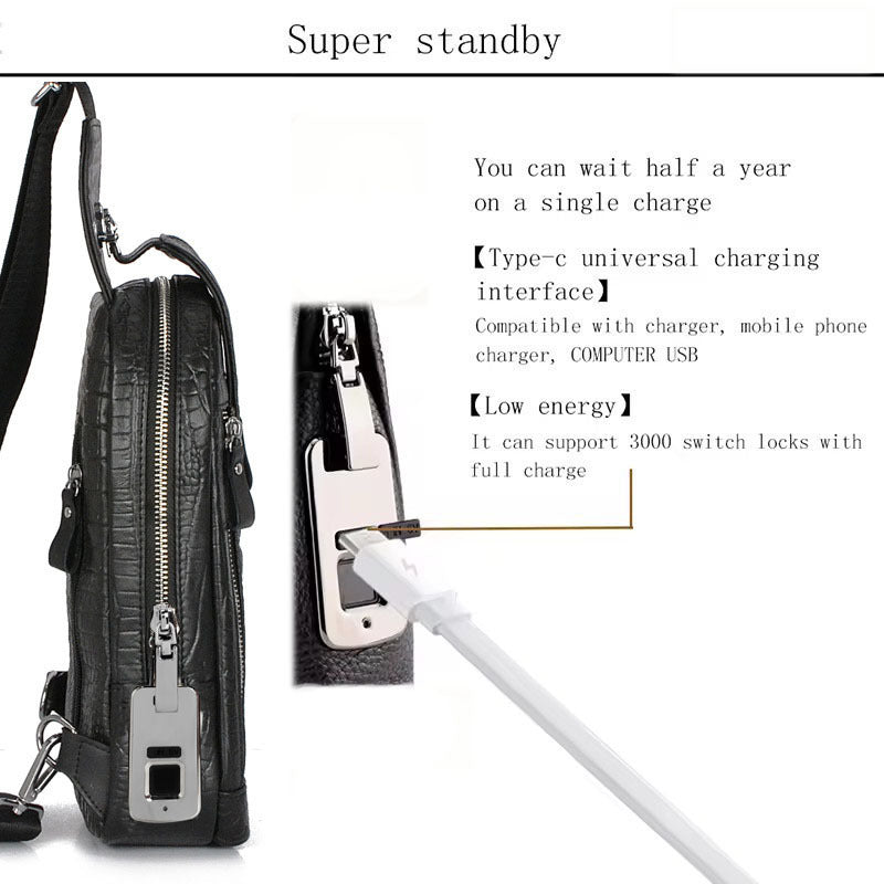 Anti-theft Bag Travel Essential Genuine Leather Chest Bag Men Crocodile Pattern Cowhide Portable Shoulder Crossbody Small Bag