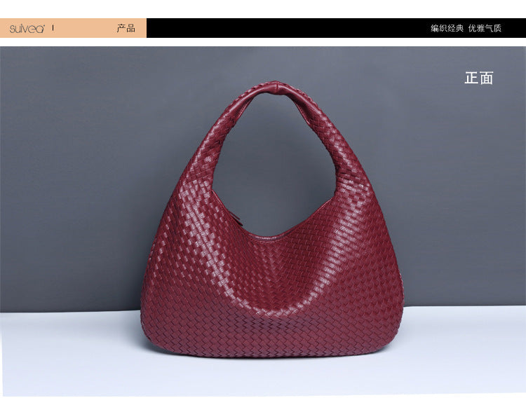European and American New Crescent Women's Bag Fully Handwoven Handheld Dumpling Bag Fashionable Versatile European and American Style Single Shoulder Underarm Bag