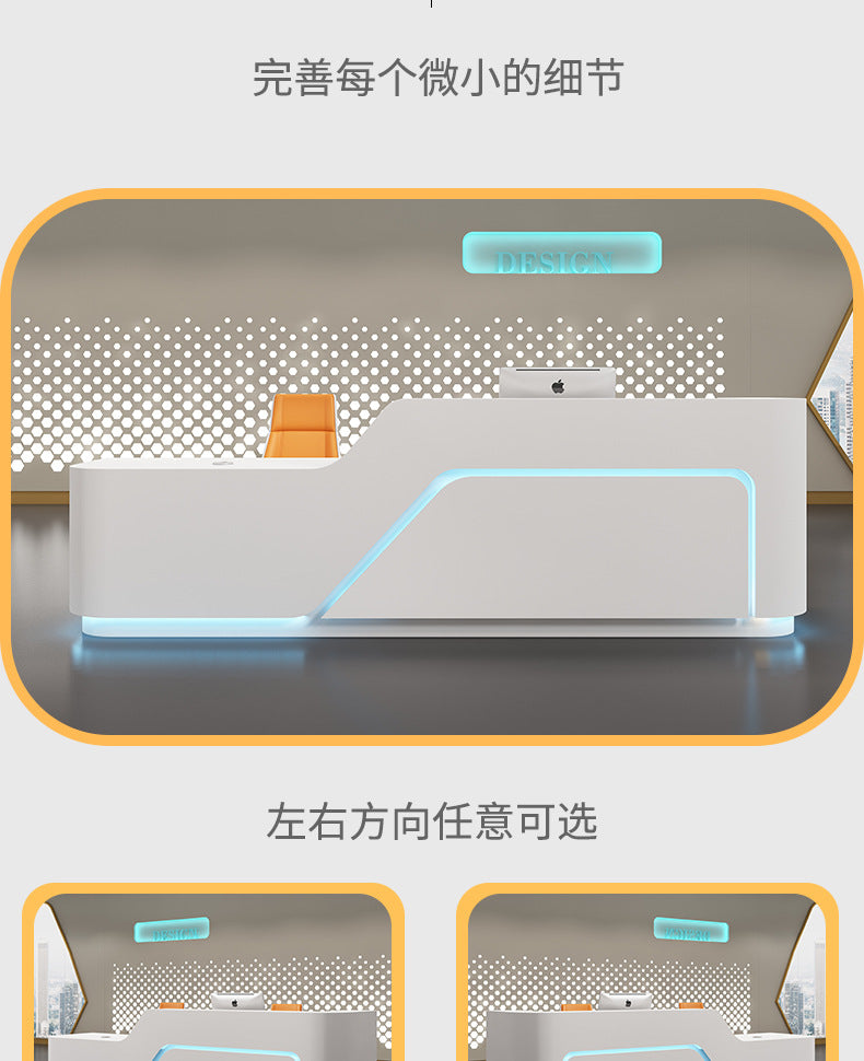 Company Front Desk Reception Desk In Stock Simple Modern White Lacquer Office Desk Bar Counter Beauty Salon Counter Cashier Desk