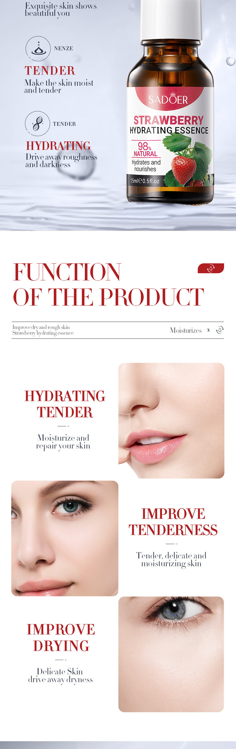 Cross-border Fruit Essence15ml Plant Avocado Moisturizing Apple Hydrating Nourishing Export Manufacturer Wholesale