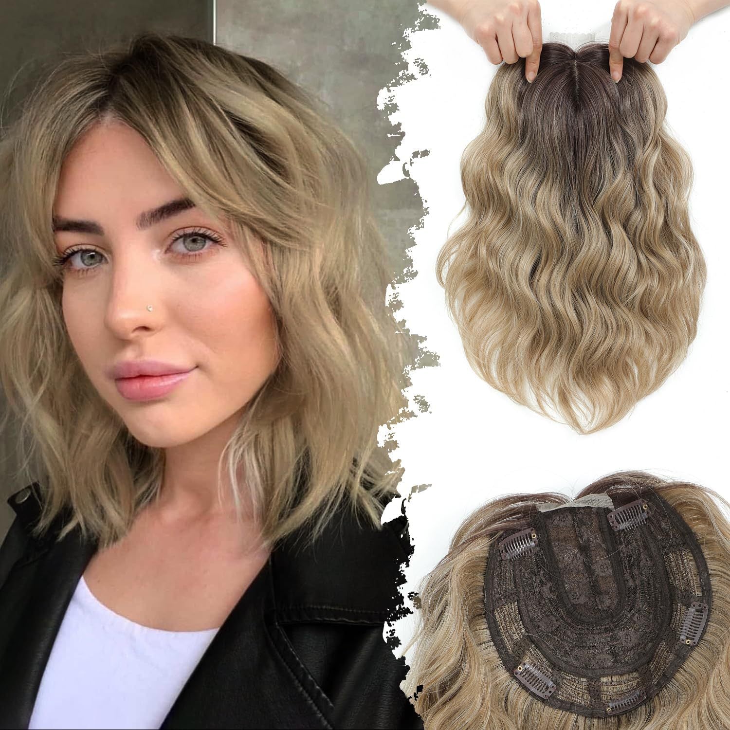 European and American Style Small Lace Wig Set Export Synthetic Fiber Medium Length Women's Top Natural Middle Part Bangs Hairpiece Wig