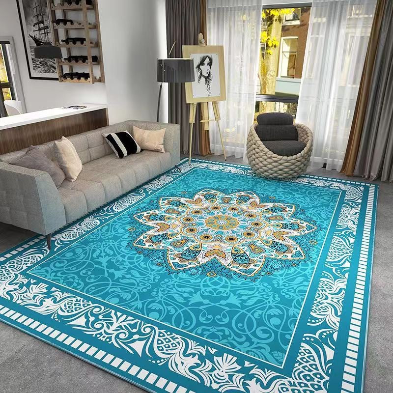 Bohemian Style Crystal Velvet Carpet Wear-Resistant and Dirt-Resistant Bedroom Non-Slip Bedside Rug Home Living Room Sofa Coffee Table Rug