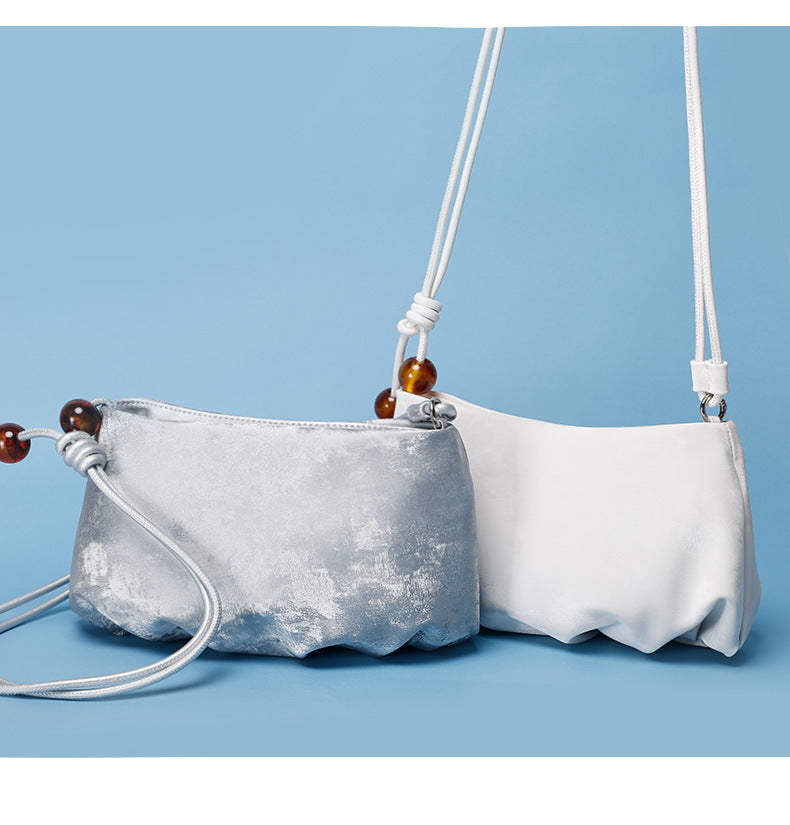 New Chinese Style Pleated Cloud Dumpling Bag Versatile Design Single Shoulder Women's Bag Textured Fashion Crossbody Women's Bag