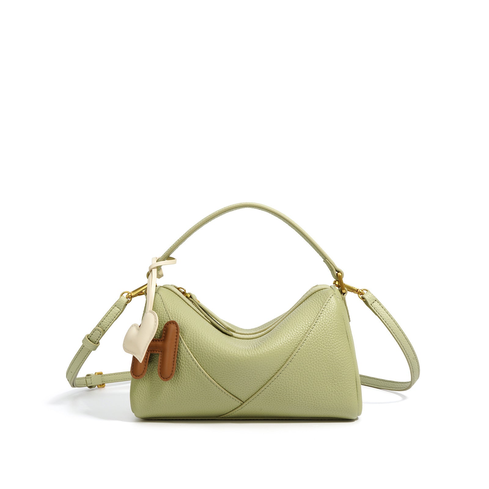 New Top Layer Cowhide Boston Bag Fashion Women's Bag Simple Texture Cowhide Shoulder Crossbody Bag Niche Design Sense
