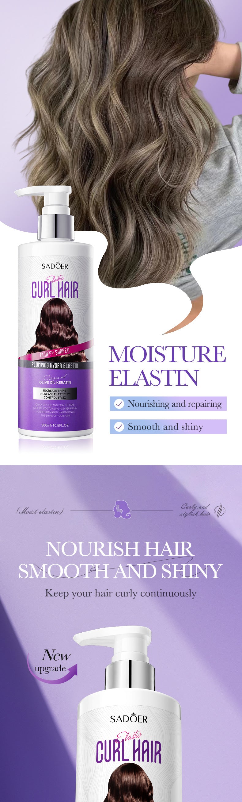 Elastin300ml SADOER Rich Moisturizing Nourishing Hair Conditioner Cross-Border Wholesale