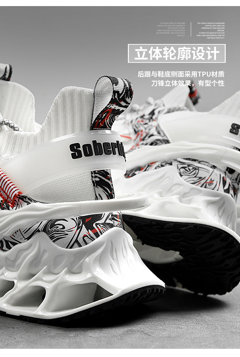 Chinese Style Men's Shoes Spring and Autumn Running Shoes Basketball Sports Shoes Ultra-light Shock-absorbing Breathable Running Blade Shoes Chinese Style Design