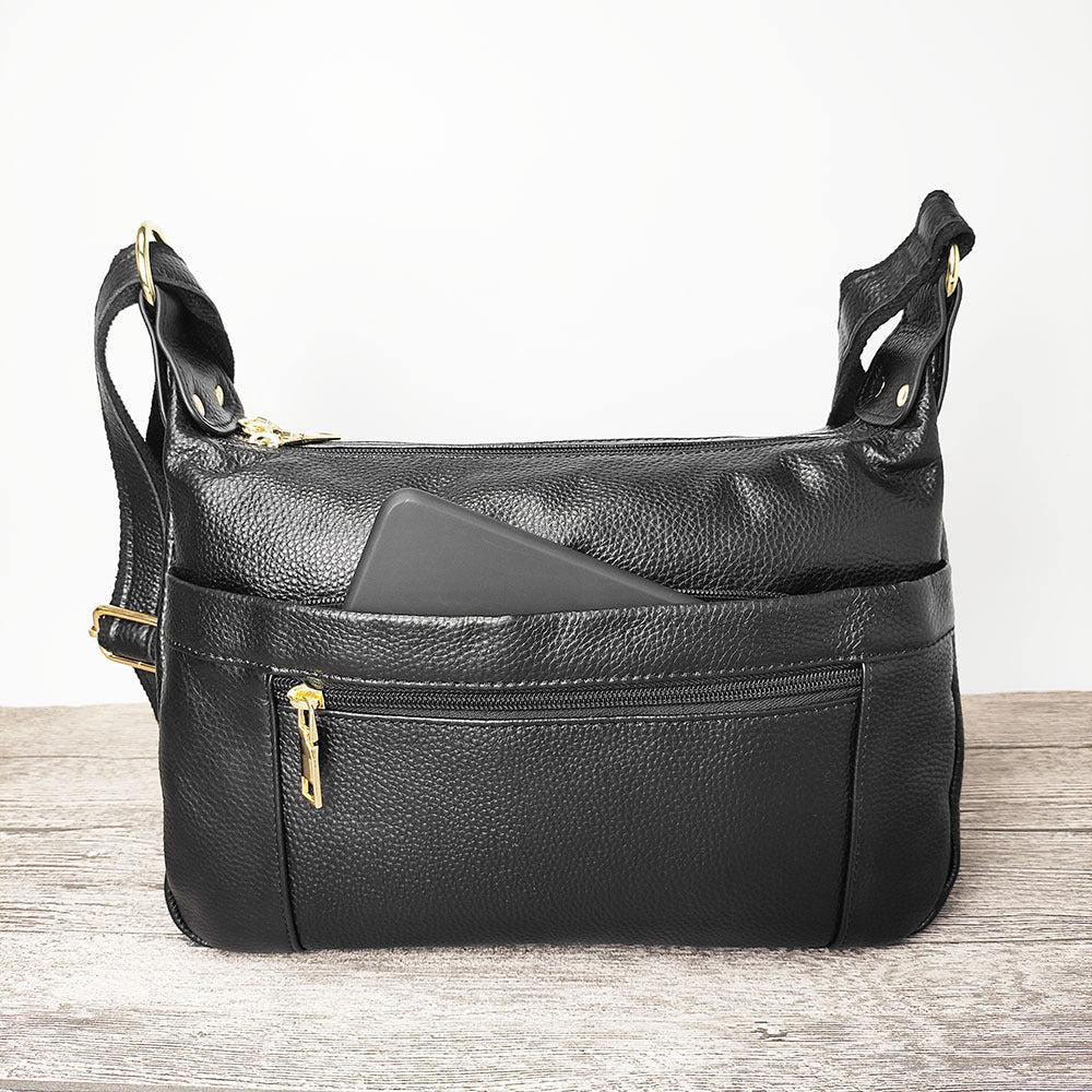 Guangzhou Shiling Genuine Leather Women's Bag for Middle-aged and Elderly Mothers, Multi-pocket Large Capacity Single Shoulder Crossbody Bag Trend