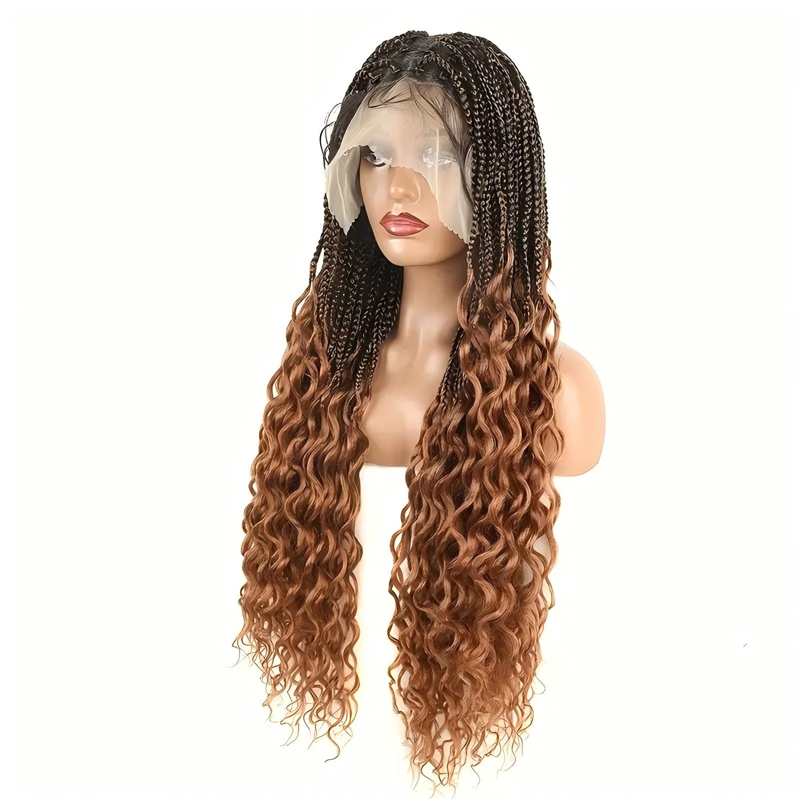 European and American Cross-Border Full Lace Three-Strand Braid Wig Synthetic Fiber Machine-Made Wig for Women Long Curly Hair