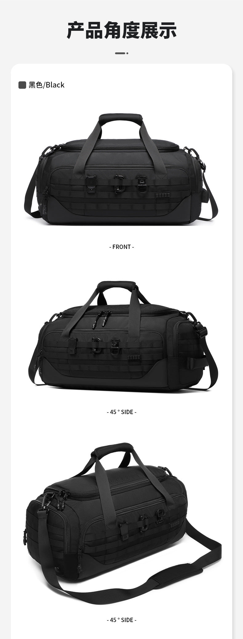 ozuko Men's Travel Bag Handheld Large Capacity Waterproof Sports Bag Tactical Commuting Multifunctional Business Travel Bag