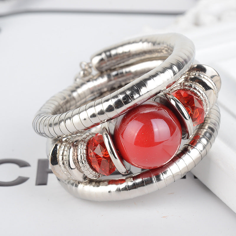 Factory Direct Sale Three-Circle Bracelet European and American Style Exaggerated Personality Spacer Vintage Beaded Bohemian Multi-Layer Bracelet