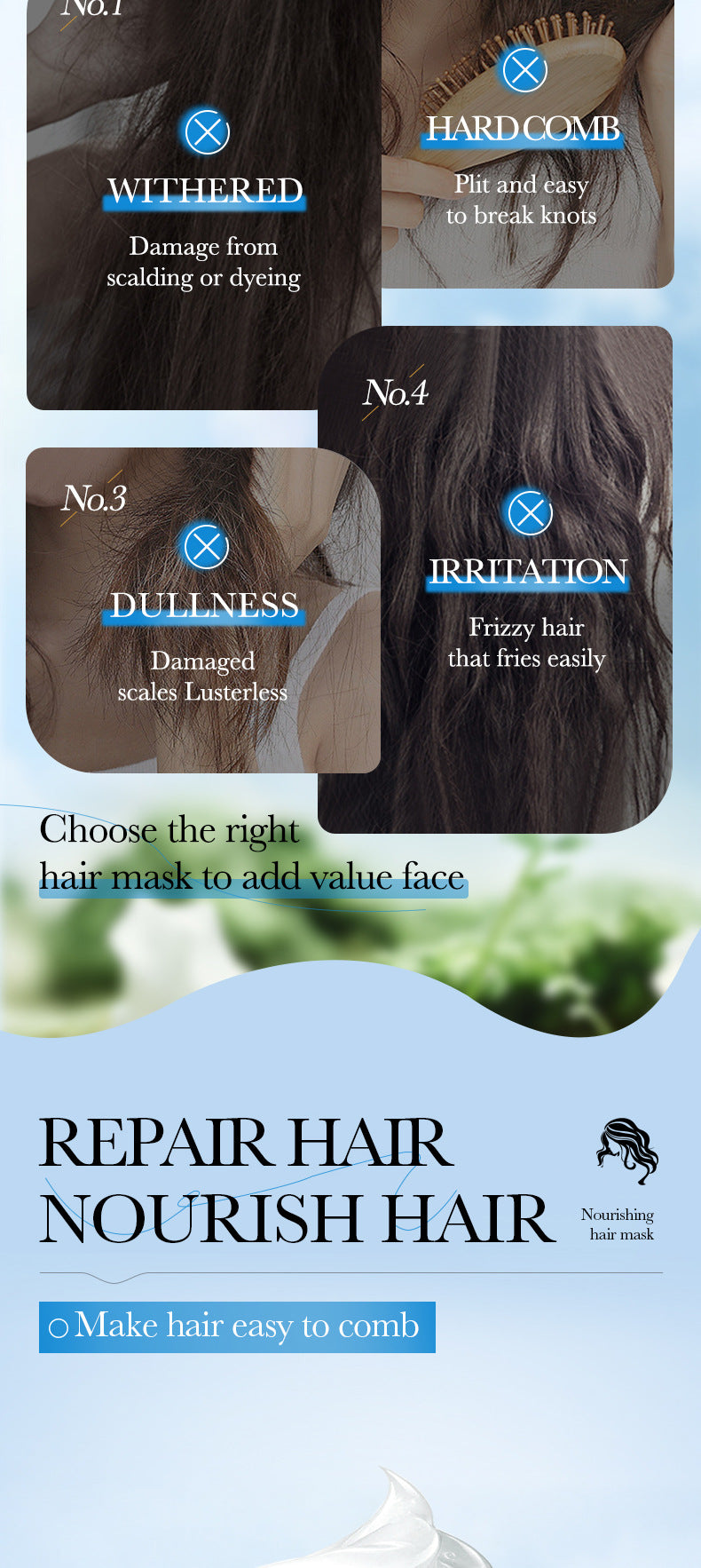Avocado Smooth and Nourishing Hair Mask SADOER Cross-border foreign trade wholesale of frizz improvement conditioner
