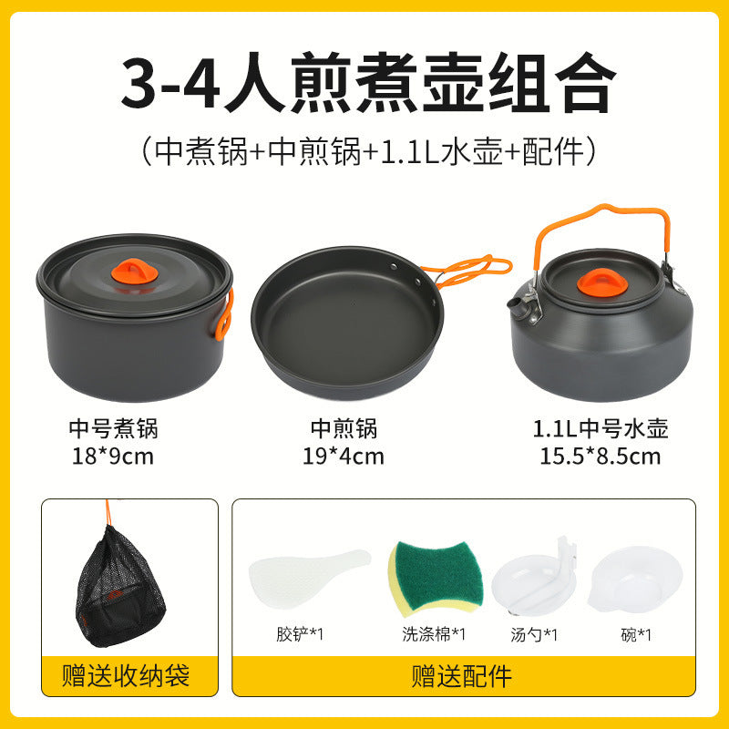 Cookware Set Pot Camping Tableware Cookware Camping Equipment Full Set Kettle Frying Pan Cooking Stove  Multi-Purpose