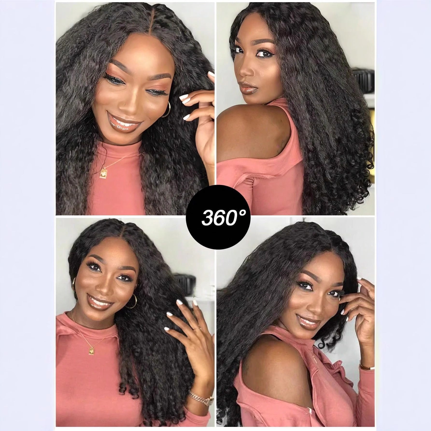 Africa YAKI Straight Hair with Curly Ends Synthetic Wig V High-Temperature Fiber Wig with Hollow Top