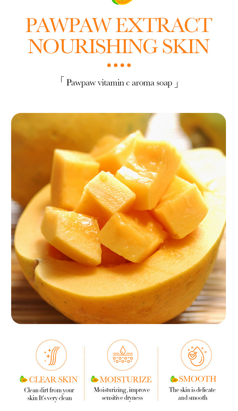 Papaya Handmade Soap100g BIOAOUA Vitamin C Cleansing and Bath Soap Cross-Border Wholesale