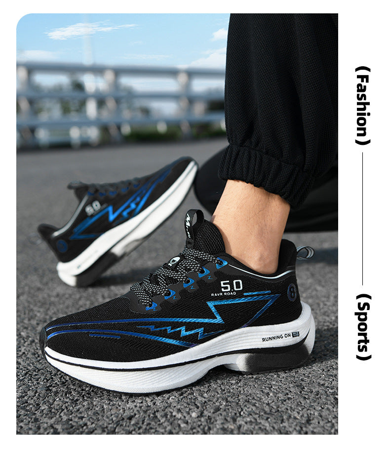 Carbon Plate Running Shoes Mesh Ultra-light Breathable Sports Shoes Men Couple All-match Casual Popcorn Running Shoes Breathable Lightweight