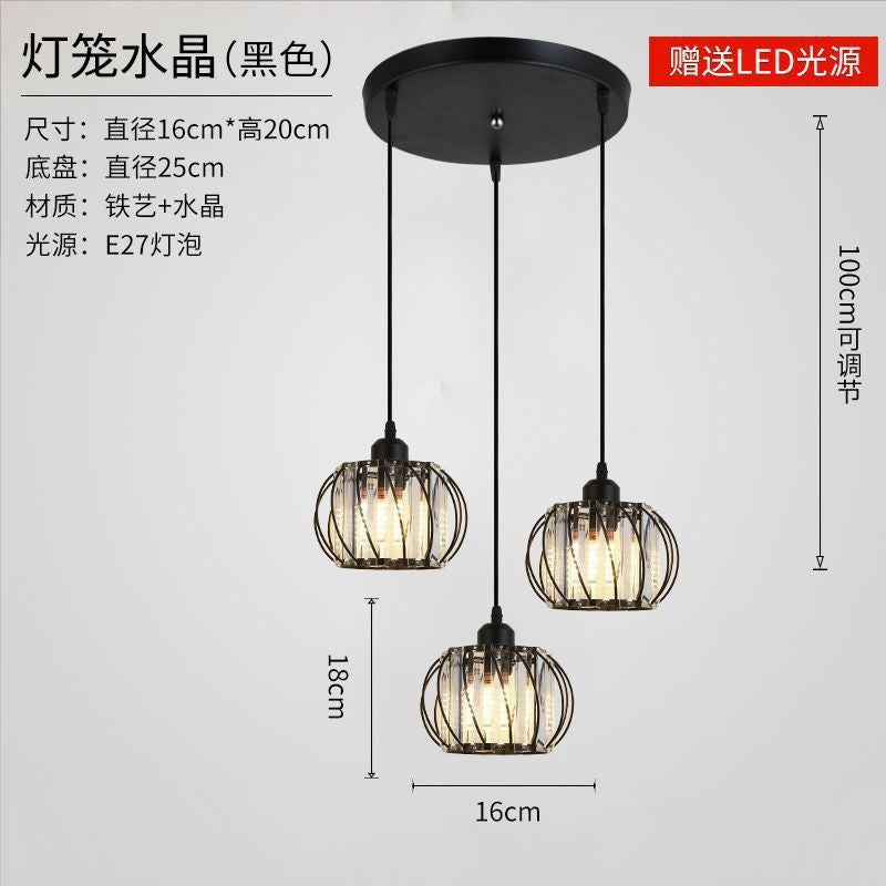 Export Simple Restaurant Crystal Pendant Light Single Head3Headboard Pendant Light Dining Table Bar Crystal Pendant Light Wholesale