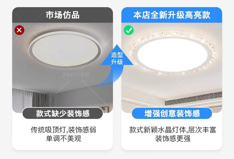 Light Luxury Living Room Ceiling Lamp New Crystal Lamp Cream Style High-end Bedroom Main Lamp Round Shape led Eye Protection Lighting