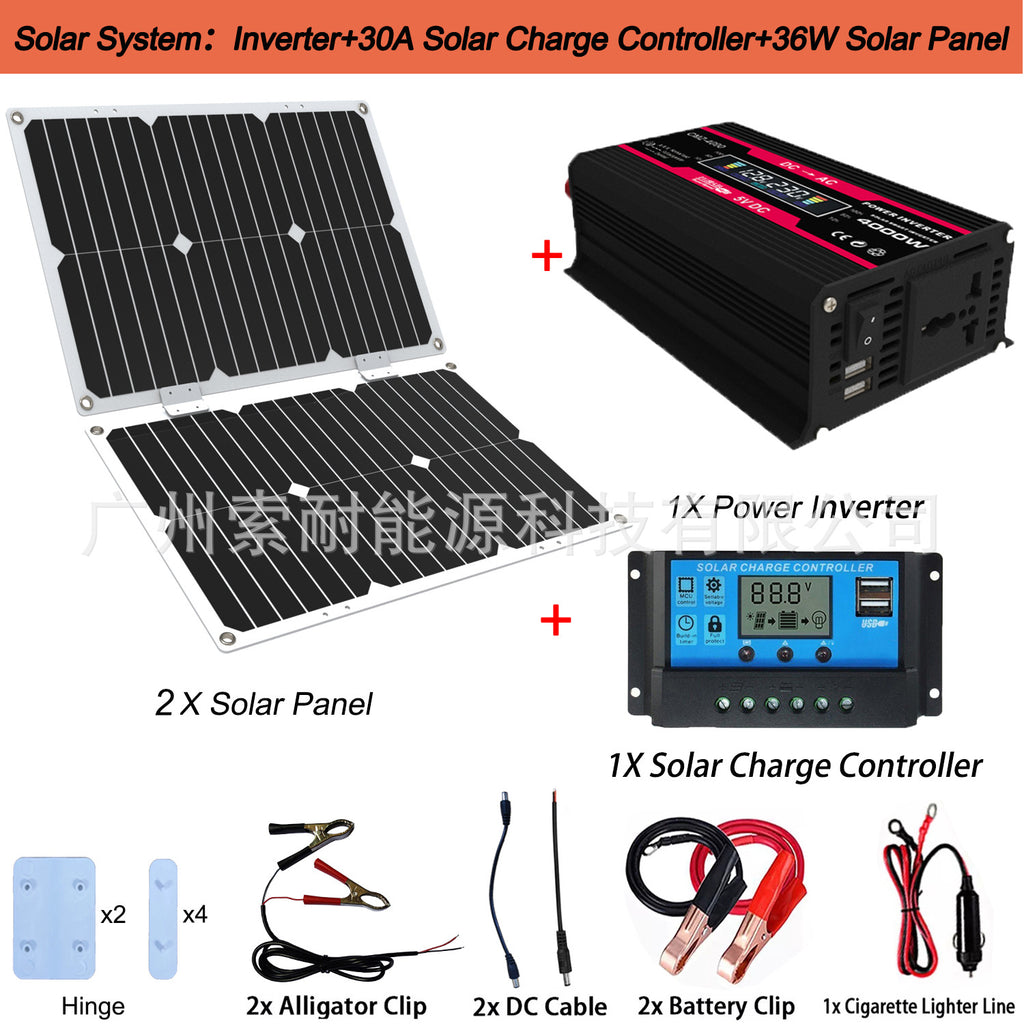 12V Solar Energy Kit System: Inverter 30A Controller 18W Solar Panel Solar System