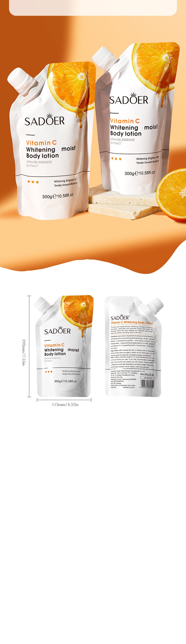 SADOER Vitamin C Whitening and Moisturizing Body Lotion Whitening, hydrating, and moisturizing cross-border foreign trade wholesale