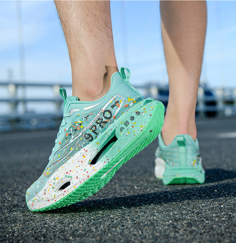 Autumn New Red Rabbit9Fluorescent Breathable Comfortable Couple Sports Shoes Ultra-Light Cushioning Rebound Anti-Slip Wear-Resistant Running