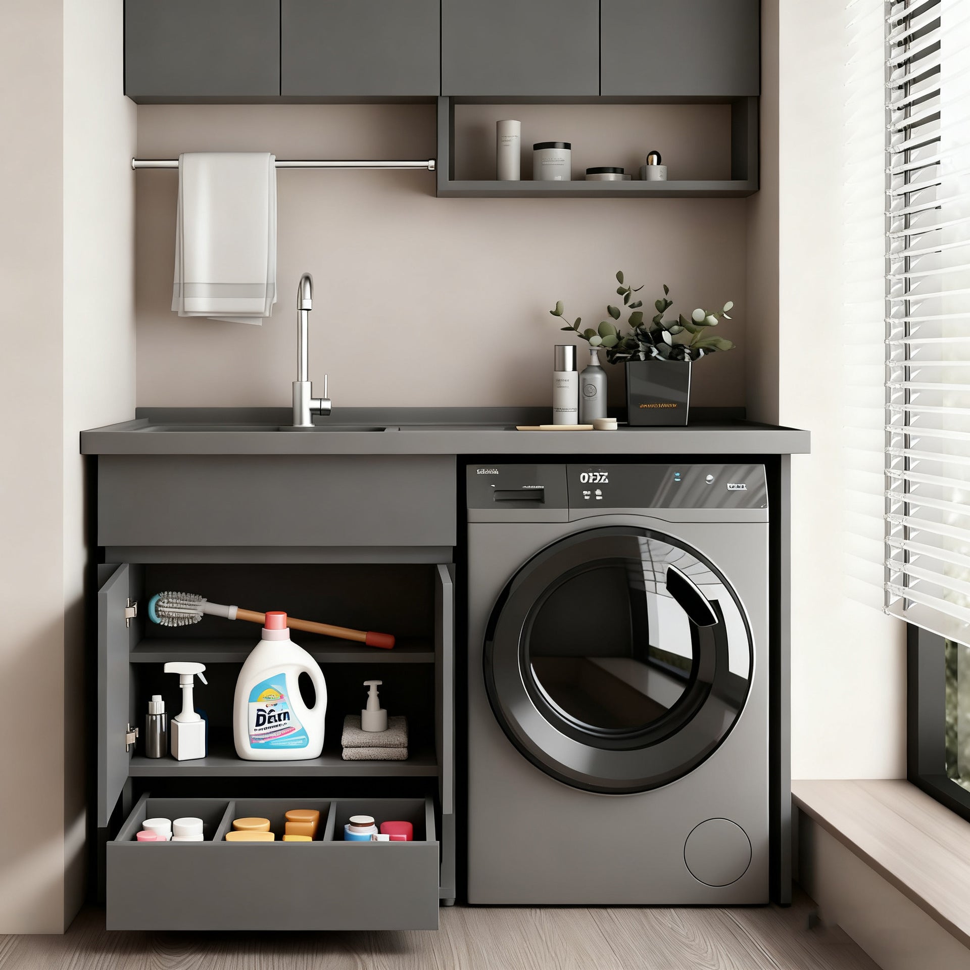 Custom Honeycomb Aluminum Balcony Laundry Combo Integrated Counter Basin Laundry Sink with Washboard Bathroom Corner Cutting Factory Direct