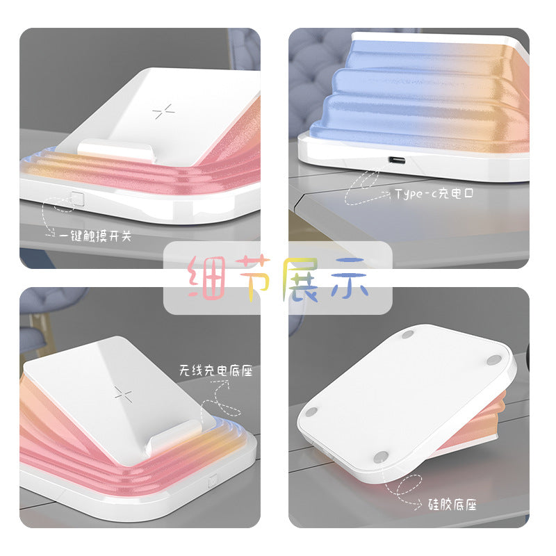 Creative Gift Bedroom Portable Folding USB Night Light LED Rechargeable Eye Protection Desk Lamp Reading Wireless Charging Night Light