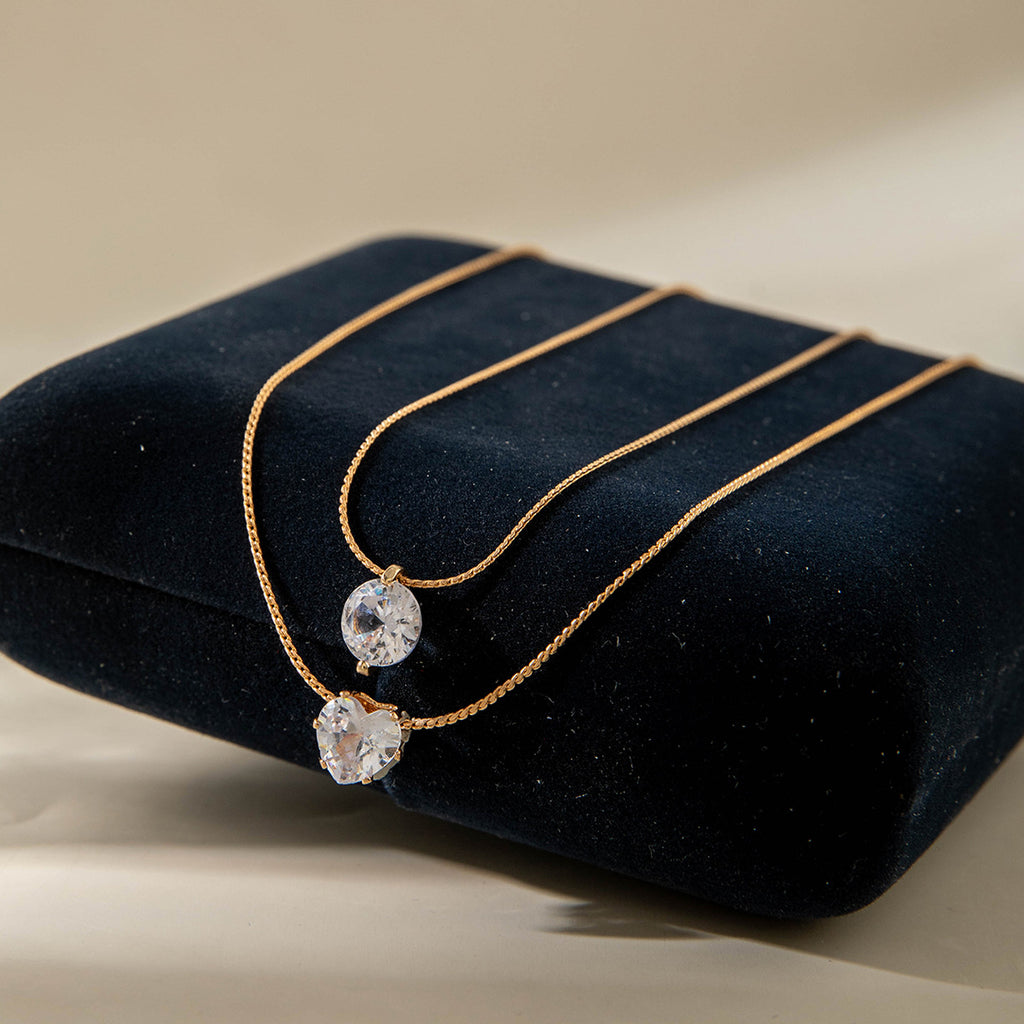 European and American Ornament Fashionable and Simple Diamond-Encrusted Chain Necklace for Women Creative Water Drop Multi-layer Pendant Collarbone Necklace