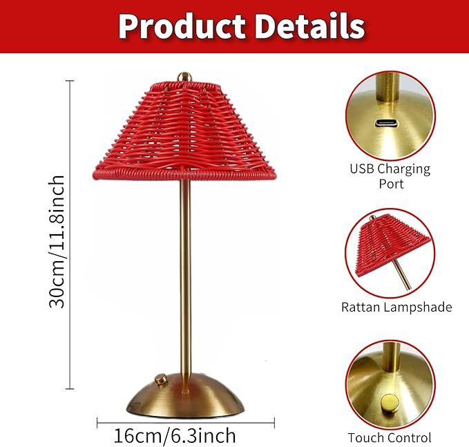 Bohemian Rattan Creative Table Lamp LED Rechargeable Table Lamp Decoration Home Decoration Night Light Ambient Light