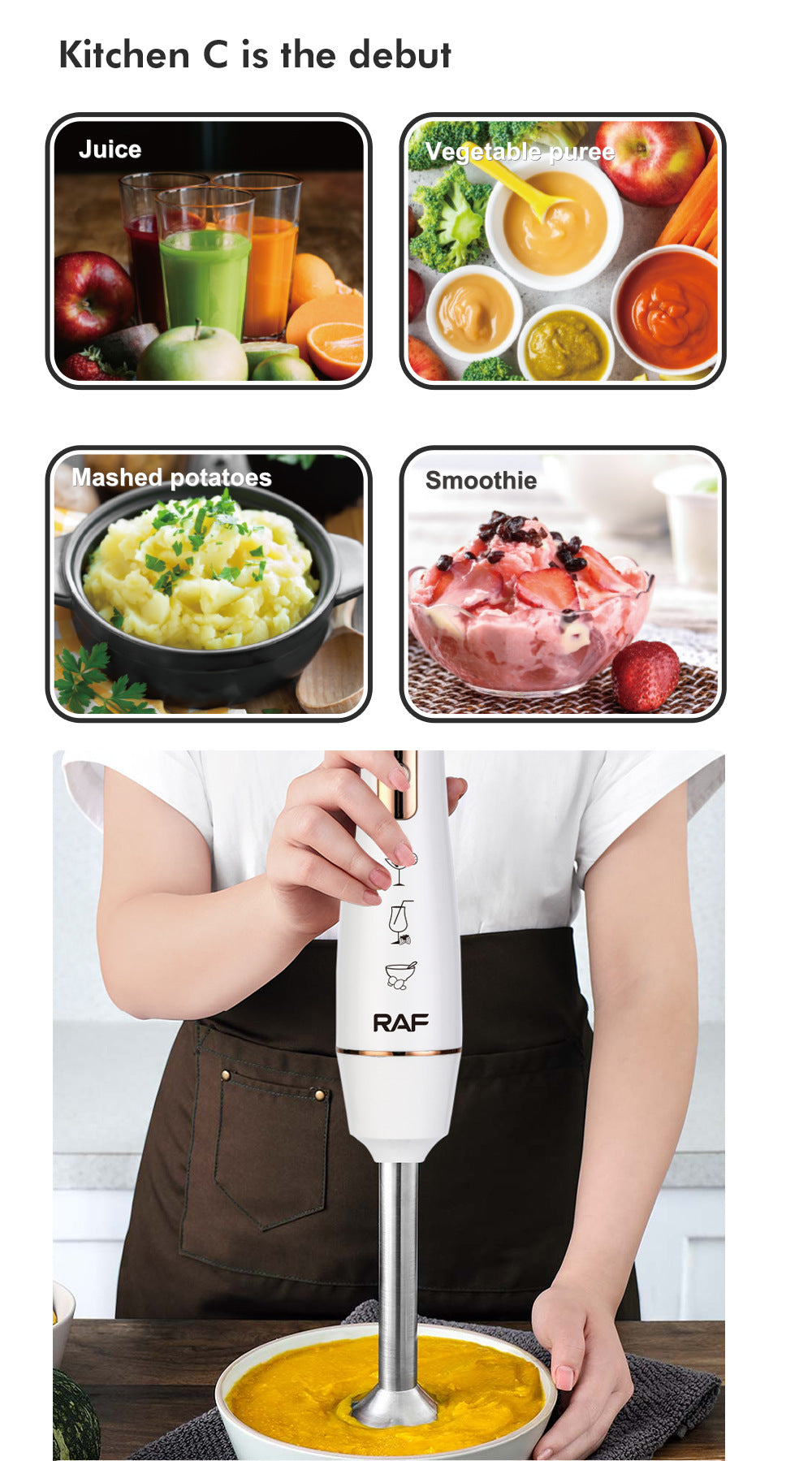 European Standard Fruit Juicer Food Processor Kitchen Small Appliance Stainless Steel Electric Mixer Single Stick