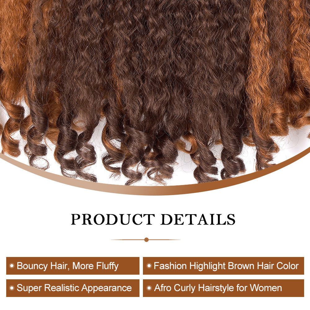 Ombre Brown V part Afro Wig with Different Color Cross-Border African Roll