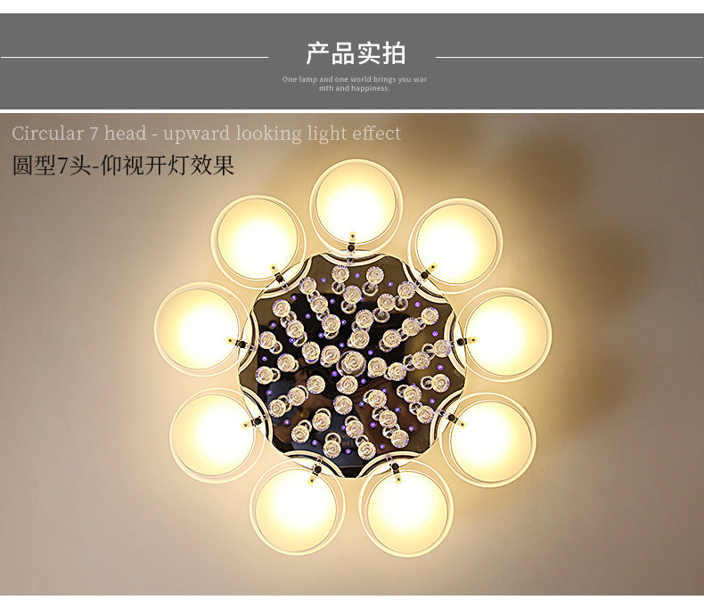 Living Room Lamp Crystal Lamp LED Ceiling Lamp Round Bedroom Lamp Simple Modern Elegant Home Dining Room Balcony Lighting