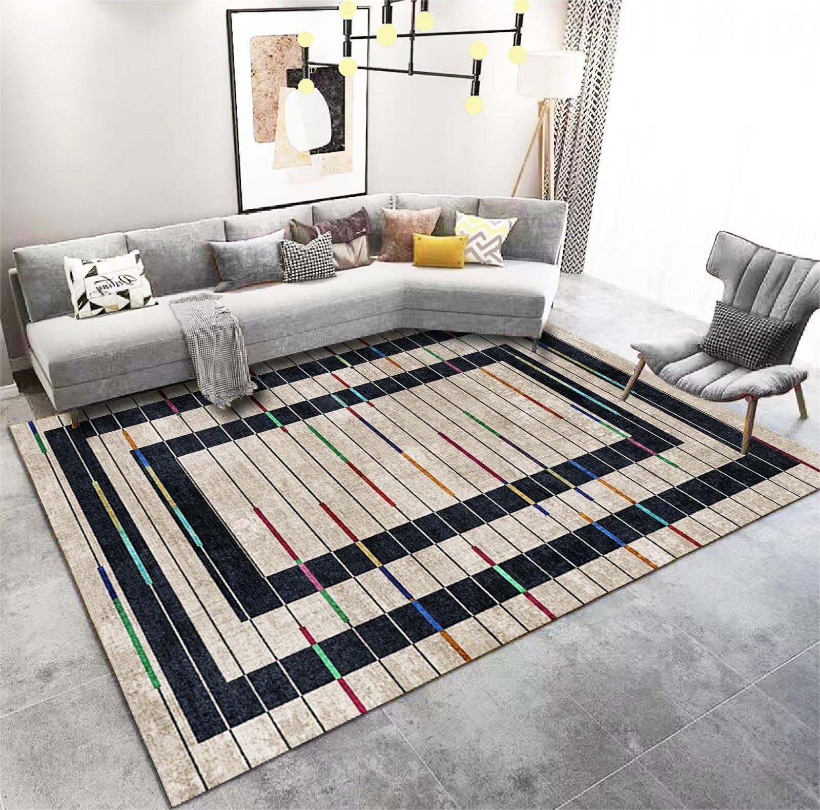 Living Room Carpet Stain-Resistant Easy Care Light Luxury Sofa Coffee Table Rug Home Use All-Season Crystal Velvet Bedside Warm Blanket