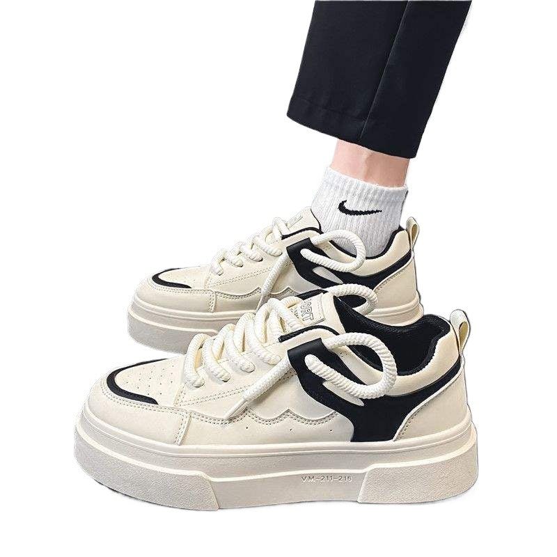 Spring and Summer Men's Shoes2025New Thick-Soled White Sneakers for Men Trendy Versatile Casual Sports Board Shoes