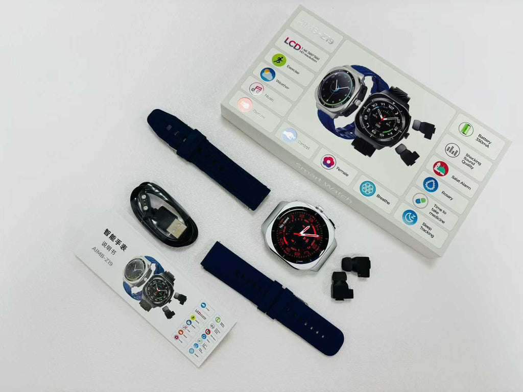 AIMB-Z19Smart Watch Bluetooth Call True Heart Rate Step Count Sleep Monitoring Hidden Earphones Sports Three-Proof