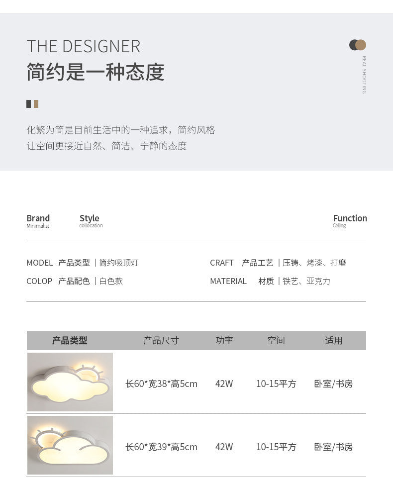 Cloud Lamp Full Spectrum Eye Protection Princess Room Children's Room Bedroom Lighting Personality Ceiling Lamp Modern Simple Cartoon