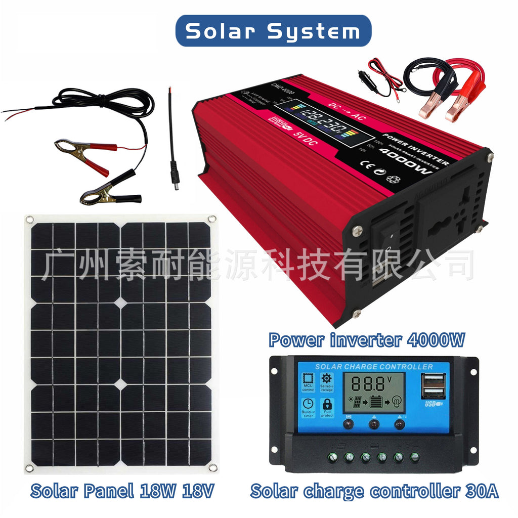 12V Solar Energy Kit System: Inverter 30A Controller 18W Solar Panel Solar System
