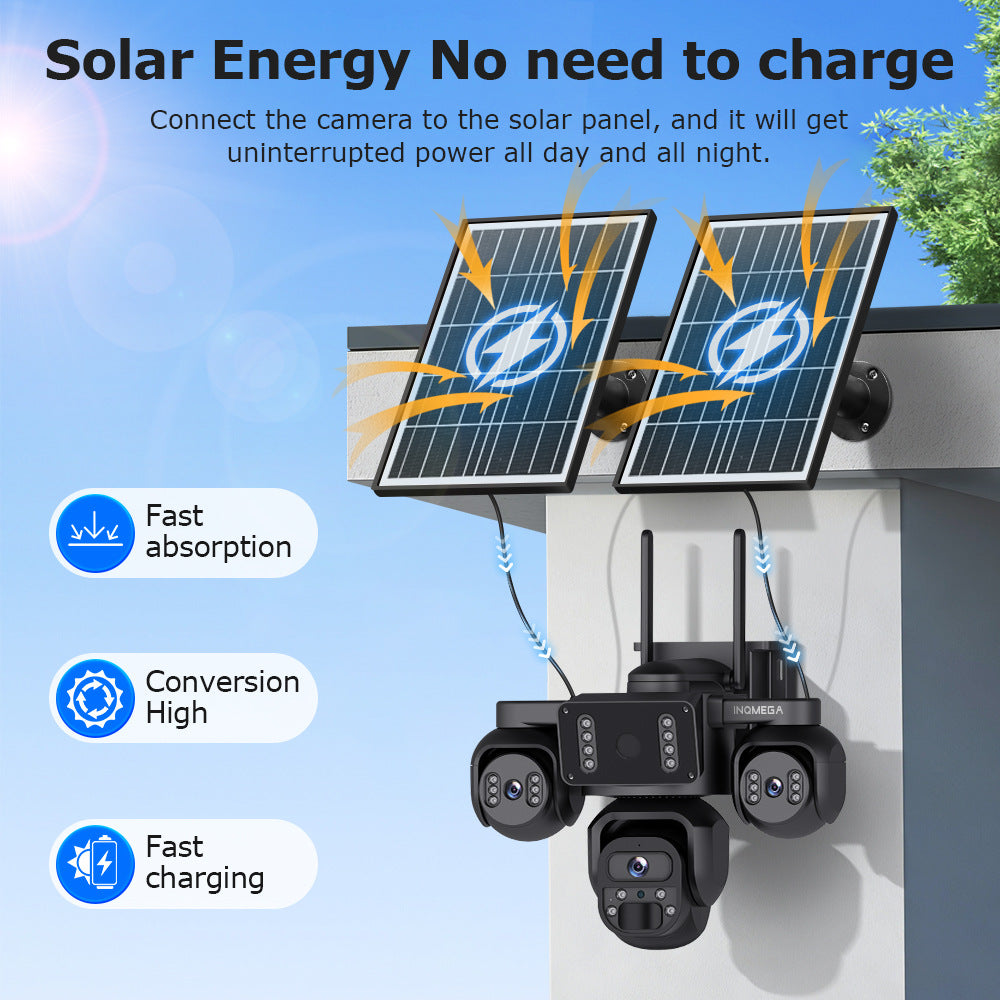Three-eye Solar Camera AOV Low Power Consumption Camera9MP High Definition Full Color4G Solar Monitoring