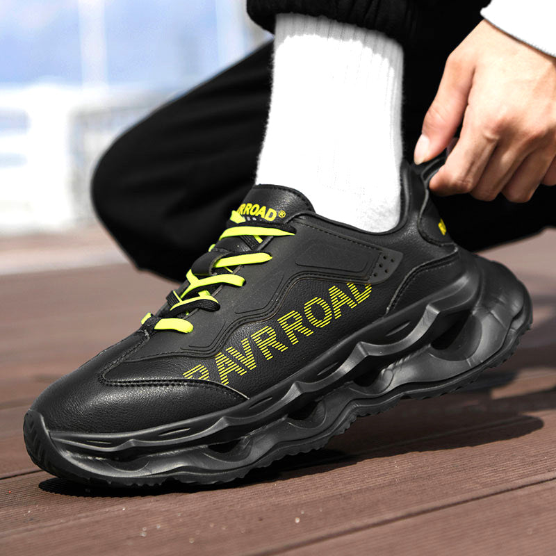 2025New Year's New Rebound Shock Absorption Sports Shoes Men's Fashion Retro Leather Dad Shoes Comfortable Wear-Resistant Running Shoes