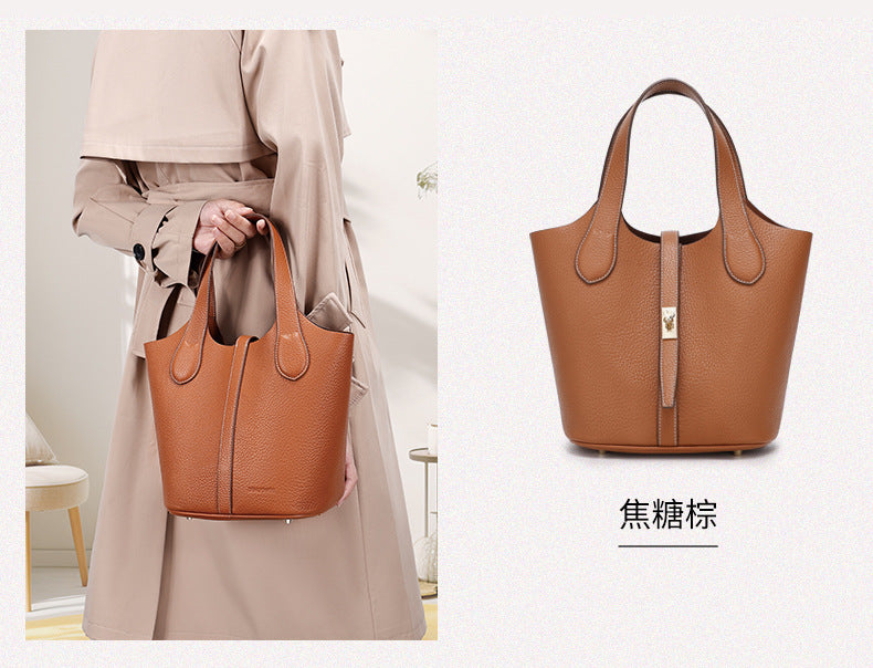 Fashionable Women's Basket Bucket Bag, Single Shoulder Underarm Mommy Versatile Handbag, Bride Wedding Bag