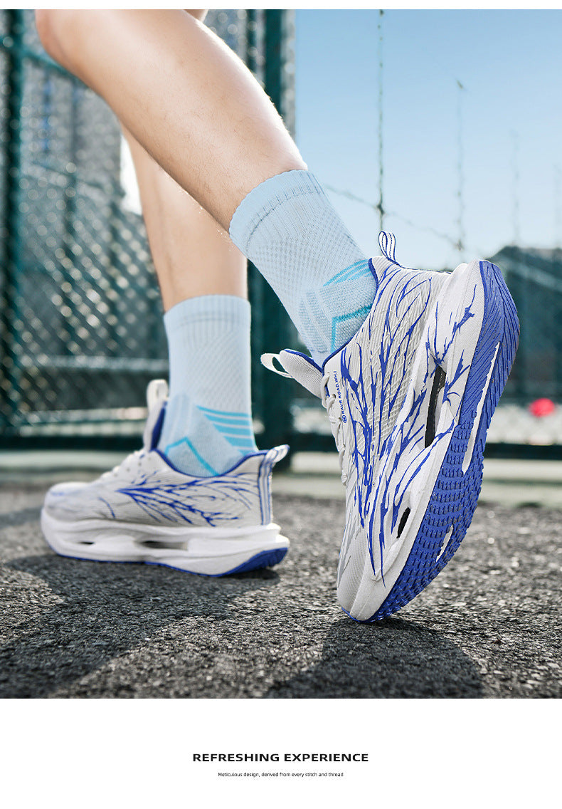 Autumn Winter New Double Mesh Thickened Parent-Child Fluorescent Fashion Casual Sports Shoes Really Soft Bottom Carbon Plate Lightweight Running Shoes