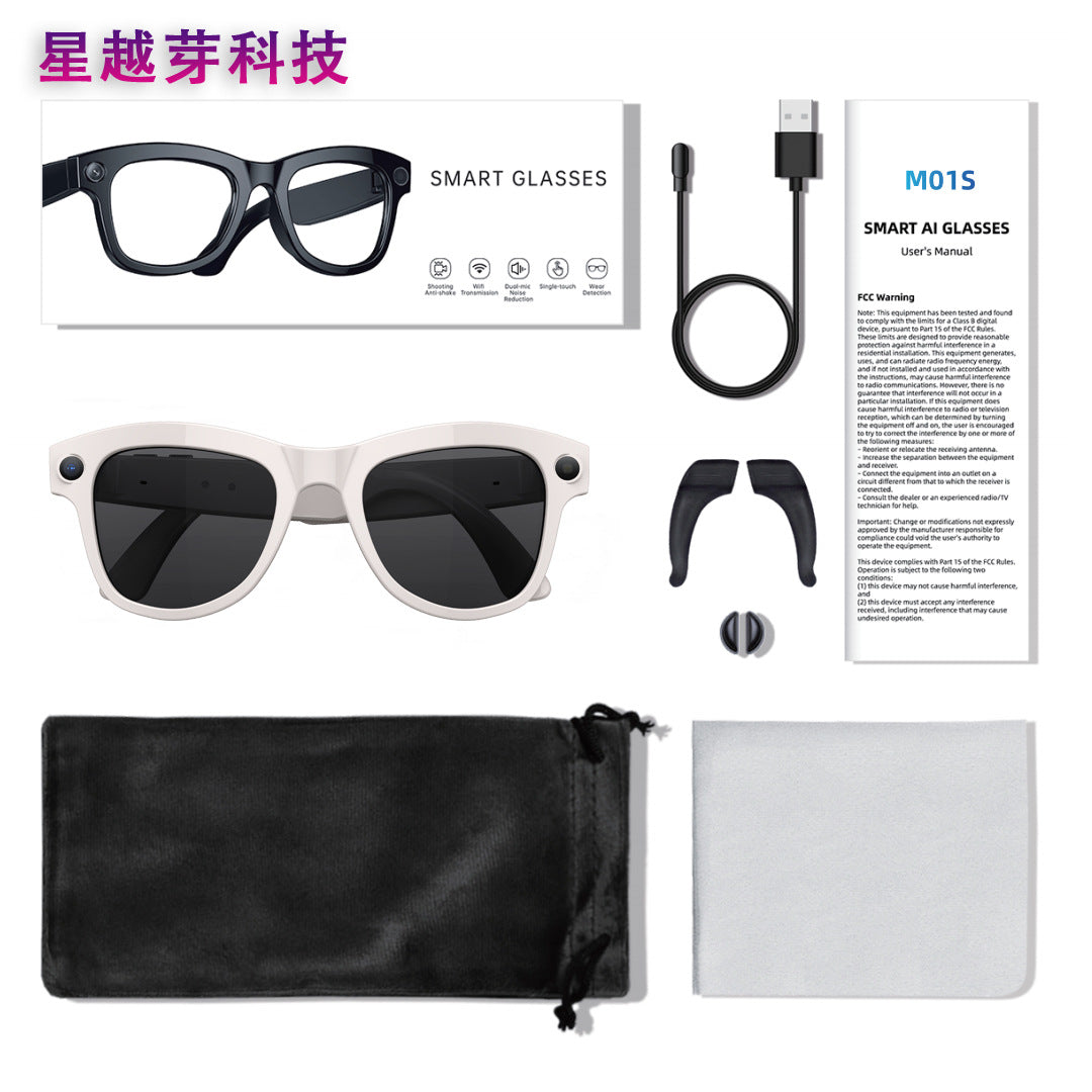 M01S Smart Glasses800100 Megapixel Camera with Image Stabilization1200P Video Recording AI Simultaneous Translation Character Recognition