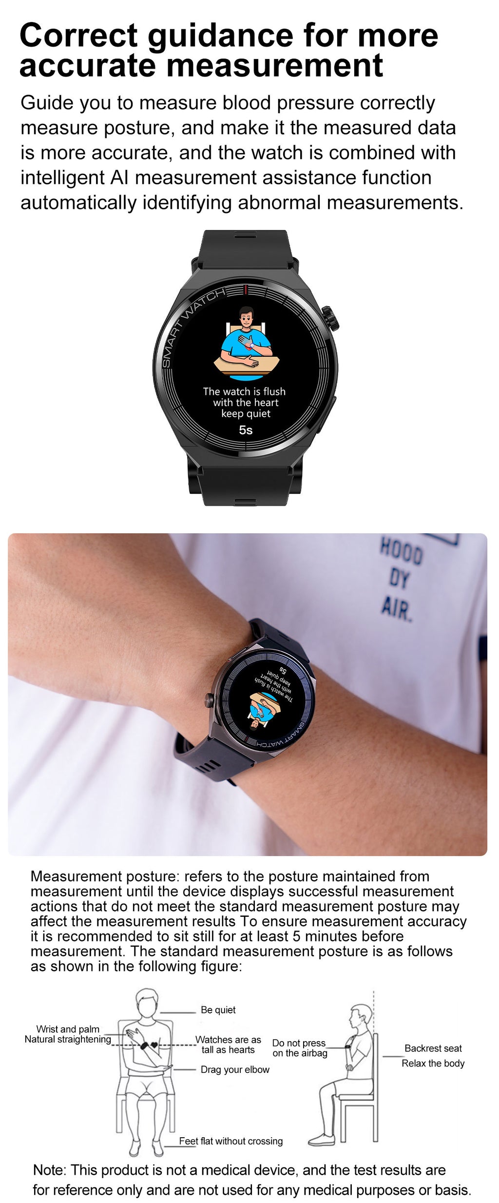 S22Air Pump Type Precision Blood Pressure Smart Watch ecg ECG Health Monitoring Blood Pressure Health Smart Watch