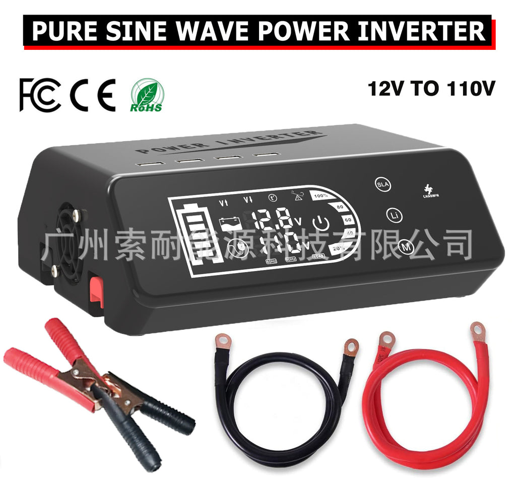 1000W Pure Sine Wave Inverter12V Turn110V Amazon eBay New product with smart touchscreen display