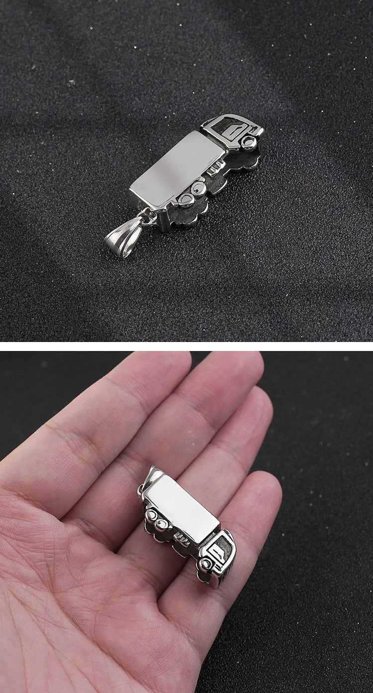 Creative Gifts3D 3D Big Truck Stainless Steel Necklace Car Model Titanium Steel Pendant Source Factory