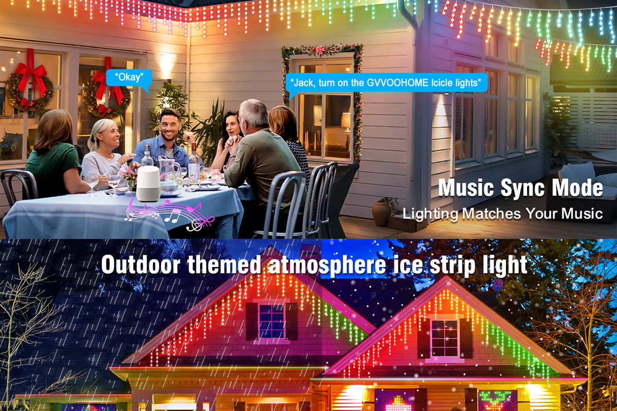 Bluetooth Icicle String Lights Icicle Lights Outdoor Eave Lights Waterfall Eave Lights Waterproof Eave Lights led Atmosphere Light String