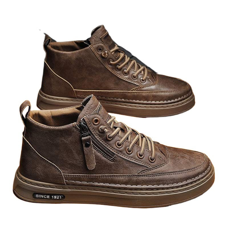 Men's Shoes2025New Spring Fleece-Lined Warm Men's Height-Increasing Casual Leather Shoes Spring Business Work British Style Trendy Shoes