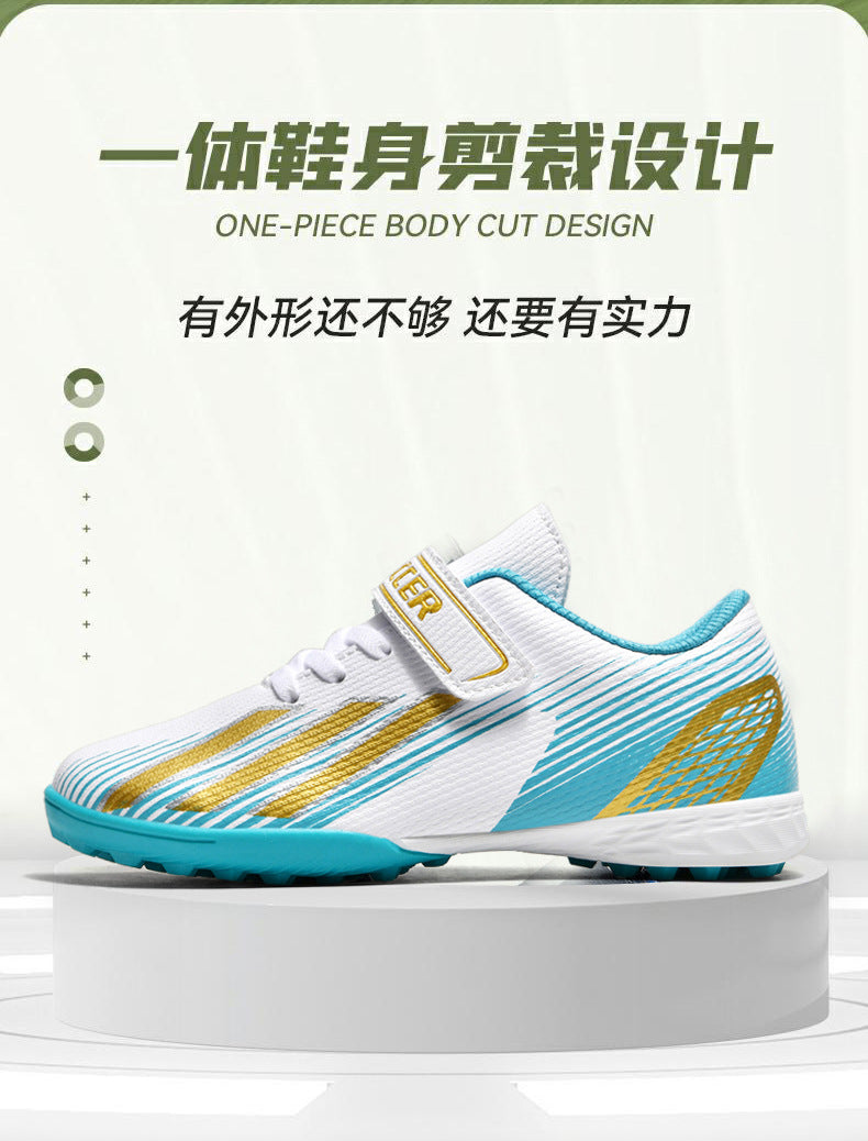 New football shoes for men and women with Velcro for children TF Broken Nail Style Youth Student Grassland Flat Training Shoes